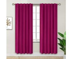 BGment Vorhänge aus Leinen, verdunkelnd, wärmeisolierend, schwer, texturiert, mit Metallösen, 1 Paneel, Fuchsia, 42W x 84L