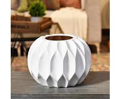 Urban Trends 53019 Keramikvase mit Musterprägung, rund, weiß