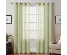 Lazzzy topick Voile Vorhänge, Gardinen, Rod Tasche, Set von Zwei, Polyester, Ring Top |Sage, 95 L |Pair
