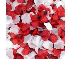 obmwang Rosenblätter aus dunkler Seide, 2.000 Stück 2000pcs Red+2000pcs White
