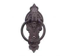 Relaxdays Türklopfer antik, Anschlagring für Haustür, Landhausstil, Gusseisen, H x B x T: 25,5 x 10,5 x 2,5 cm, braun, 1 Stück