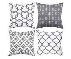 BLEUM CADE Set von 4 Kissenbezügen Überwurf Kissenbezug Pfeil Quatrefoil Akzent Geometrische Kissenbezug Kissenbezug für Sofa Bett Stuhl Auto 18 x 18 grau