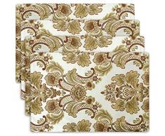 GRELUCGO Moderner Jacquard Stoff Floral Tischläufer und Kommode Schals mit Mehreren Quasten, Polyester, Khaki, 12 * 18 inch