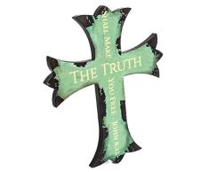 Spirit & Truth Wandtafel mit Kreuz-Motiv Die Wahrheit, die Sie freigibt, John 8:32, tiefes Waschbecken, Kratzfest mit glänzender Oberfläche, 14,75 x 17,75 x 0,75 cm