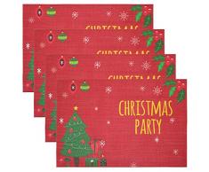 DearHouse Set von 4 Weihnachtstischsets, hitzebeständig, waschbare Tischsets für Küche Esstisch Dekoration Christmas Tree Mat