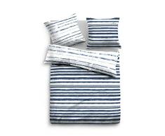 TOM TAILOR 0069893 Satin Bettwäsche Garnitur mit Kopfkissenbezug (Baumwolle) 1x 155x200 cm + 1x 80x80 cm, Jeans