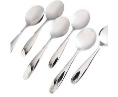 (Pack of 6) Solid Serving Spoon Stainless Steel - Mirror Finish for Elegant Buffet Serving by Kitchen Winners
