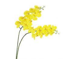 Lanldc Künstliche Phalaenopsis-Blumen, 9-Köpfe, echte Haptik, Orchideen, Blumen für Zuhause, Büro, Hochzeit, Dekoration, 2 Stück gelb