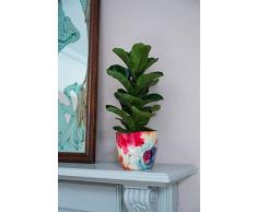 Ivyline Blumentopf, Keramik, Cremefarben/Pink/Blau, 16 cm