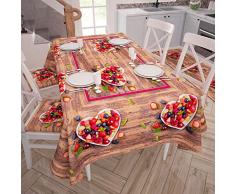 Petti Artigiani Italienische Tischdecke, schmutzabweisend, für Küchentisch 140x240 cm Fragole