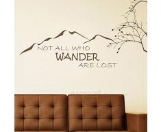 Battoo Not All Who Wander Are Lost Wand Aufkleber Mountain Vinyl Aufkleber Familie Kinder Raum Wandbild Motivation Love Home Travel Hobbit Art Deco 30 WX11.5 H Dunkelbraun
