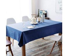 Atiming Tischdecke aus Baumwolle/Leinen Einfach Rechteckig Wasserdichte Tischdecke Küche Tischdeko Grau 51 x 71 inches dunkelblau