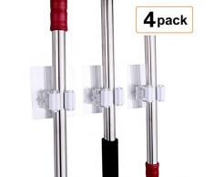 EBEYUKI Besenmopp-Halter, Besen-Greifer, selbstklebend, wiederverwendbar, kein Bohren super rutschfest, zur Wandmontage, Aufbewahrung und Organisation für Ihr Zuhause, Küche und Kleiderschrank (4 Stück)