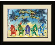 Northwest Art Mall jm-6732 lfgdm RXC Parrot Schlüssel Florida Relax stühle gerahmtes Wandbild Art von Künstler Jim MAZZOTTA, 50,8 x 66 cm