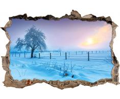 Pixxprint 3D_WD_2536_92x62 Baum in Winterlandschaft Wanddurchbruch 3D Wandtattoo, Vinyl, bunt, 92 x 62 x 0,02 cm