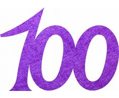 Petras Bastel News 25 x Jubiläumszahl 100 aus Filz lila Streudeko, Fliz, 18 x 12 x 3 cm