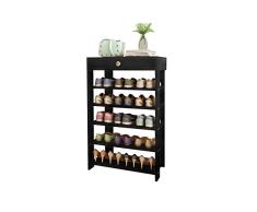 DL Furniture Schuhregal aus Sperrholz mit 6 Schichten Schlüssel und Geldbörse für Schublade und Arbeitsplatte. 15 Paar Schuhe für Erwachsene sind kompatibel. Maximale Traglast: über 150 kg. Black Walnut Wood