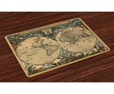 Lunarable Pferde Platzdeckchen 4-er Set mit drei Pferden im Wüstensturm mystische Kuriertiere Habitat Print, waschbare Stoff-Tischsets Esszimmer Küche Tischdekoration cremebraun, Textil, Multi 35, 12.5 L By 18.5 W