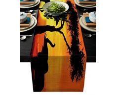 Anoreya Valentinstag Baumwolle Leinen Esstisch Läufer Liebe Herz Weihnachten Zwerg Anti-Rutsch Hitzebeständig Tischläufer für Familie Dinner Küche Tisch 13x70 Inch Elephant24ana8764