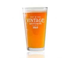 ITS A SKIN Bierglas für Herren, Damen, Bruder, Mutter, Vater, Geburtstag, Jahrestag, Vintage-Stil, mit Aufschrift It s A Skin, Vintage-Stil, zum 21. / 30. / 40. / 50. / 60. / 70. 1969