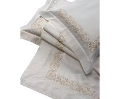 Dea Ramage Stickerei Satin Bettbezug für Queen, Elfenbein/Beige