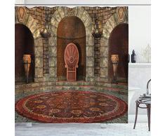 Gothic House Decor Vorhang für die Dusche Set by ambesonne, Thron, von King in Vintage Stil Palace Kronleuchter mittelalterlichen Architektur Thema, Badezimmer Zubehör, 213,4 cm Extralong, Burgund Grau