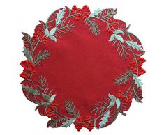 GRANDDECO Weihnachts-Tischläufer, Weihnachtsstern Bestickt, Weihnachtsmuster, Kommode, Schal, Tischdekoration für Zuhause, Essen, Weihnachten, Tischdekoration, Poinsettia-1, Placemat 14 Set of 4