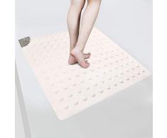 Wimaha Grip Original Duschmatte Badteppich (21x21) Maschinenwaschbar, antibakteriell, BPA, Latex, Phthalatfrei, quadratische Badmatten mit Abflusslöchern, Saugnäpfen, Beige