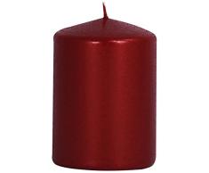 Wiedemann Stumpenkerzen mit Sandpapier Struktur, Wachs, Rubin Metallic, 10 x 7 cm, 4-Einheiten