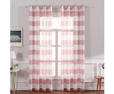 MIULEE Streifenvorhang, durchsichtig, mit Ösen, für Schlafzimmer, Wohnzimmer, Küche, Schiebetür, 2 Paneele, Polyester-Mischgewebe, rot, W54xL108