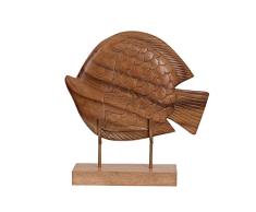 Decozen Handgefertigte Holz-Fischdekoration auf Basis für Home Decor Landhausdekor Landhausdekor Marine Strand Meer Dekoration Tischdeko Arbeitszimmer Raumdeko Home Office Decor rustikale Dekoration