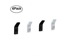 Z metnal Handtuchhaken, Aluminium, Wandmontage, 4 Stück Handtuchhalter für Badezimmer, Schlafzimmer, Küche, 2 schwarz und 2 weiß Blank/White