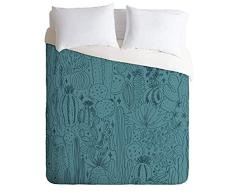 Society6 Doodle by Meg Kuscheldecke und 2 Kissenbezüge, Kaktus-Szenen, Blau King Mehrfarbig