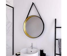 AURLANE LAV606 Badezimmerspiegel, Mattschwarz/goldfarben, einzigartig