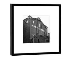 COGNOSCO Fotografie im Holzrahmen: Küppersmühle Duisburg-Fotodruck-Format 27 x 27 cm-Rahmenfarbe schwarz-Hochwertiges Wandbild, Geschenkidee oder Souvenir aus der Ruhrregion, Holz, Weiß, Rahmen
