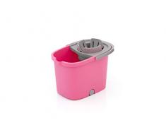 Smart-T-Haus Eimer 16 l rechteckig, Abtropfgestell Smart Grau und Mini Räder, Rosa, Maße: 40 x 26 x 31 cm. Gewicht: 772 g.
