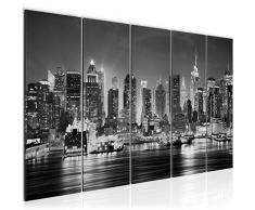 Bilder New York City Wandbild 150 x 60 cm Vlies - Leinwand Bild XXL Format Wandbilder Wohnzimmer Wohnung Deko Kunstdrucke Grau 5 Teilig - MADE IN GERMANY - Fertig zum Aufhängen 612256c