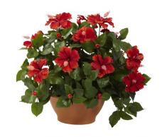 Nearly Natural 6735 Kunstpflanze Hibiskus mit Ton, grün/rot