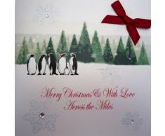 WHITE COTTON CARDS X25 Weihnachtskarte, englische Aufschrift Merry Christmas and with Love, handgefertigt, Weiß