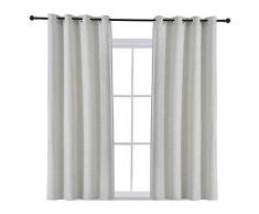 ALLBRIGHT Allright Vorhänge aus Leinen, verdunkelnd, für Schlafzimmer und Wohnzimmer mit Meteor-Textur L63 | 1 Panel White Smoke