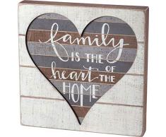 Primitives by Kathy Kissen Kastenförmiges Schild 12 x 12-Inches Familie ist das Herz des Hauses