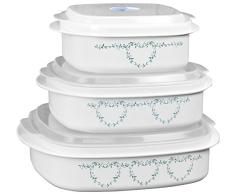 Corelle Koordinaten von Reston Macan Lloyd 6 Mikrowelle Kochgeschirr, Dampfgarer und Aufbewahrung Set Landhaus 6 Piece weiß