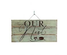 Imprints Plus Holzschild mit Lattenrost – 15,2 x 30,5 cm rustikales Landhaus-Wanddekoration, handgefertigt mit Kiefernholz, inkl. Aufhängung und Anleitung (in englischer Sprache) 12 x 6 Our Nest