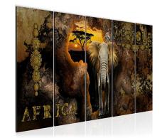 Bilder Afrika Wandbild 200 x 80 cm Vlies - Leinwand Bild XXL Format Wandbilder Wohnzimmer Wohnung Deko Kunstdrucke Braun 5 Teilig - MADE IN GERMANY - Fertig zum Aufhängen 022655b