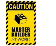 Vinyl is your Friend Vorsicht Baumeister bei der Arbeit Vinyl-Dekor-Abziehbild-Wand-Druck für Lego Themenzimmer und brickbuilders p2320 klein-7x10.5 disp