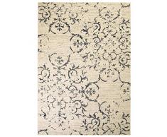 vidaXL 132999 Teppich Kurzflor Design Modern Blumenmuster Vintage 140x200cm Läufer, Gewebe, Beige und Blau, Maße: 140 x 200 cm (B x L)