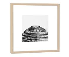 COGNOSCO - Fotografie im Holzrahmen: Reichstagskuppel Reichstag Berlin - Fotodruck - Format 27 x 27 cm - Rahmenfarbe beige - Hochwertiges Wandbild, Geschenkidee oder Souvenir aus Berlin