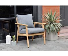 Amazonia Sandyport Gartenmöbel aus Teakholz, Olefin-Kissen, für Terrasse, Sessel, Hellbraun