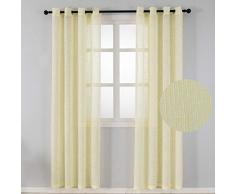 Colokey Vorhang, Leinen, strukturiert, durchscheinend, Einzelpaneel, Schlafzimmer, Wohnzimmer, Balkon W52 x L84 gelb