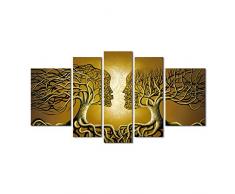 wieco Kunst – Braun Echthaar Baum Modern 100% handbemalt auf Leinwand, für Wand-Decor Home Dekorationen £ ¬ gespannt und gerahmt Kunst Arbeit, Abstrakt Öl Gemälde auf Leinwand Wandbild Kunst fertig zum Aufhängen für